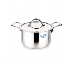 UCOOK Tri Ply Cook & Serve Pot | Stainless steel | Induction Base | With Lid |  24cm/5 L capacity